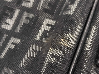 FENDI Zucchino Canvas and Leather Shoulder Bag Black 8BT053 Bag