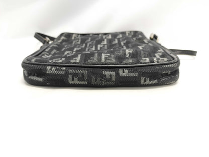 FENDI Zucchino Canvas and Leather Shoulder Bag Black 8BT053 Bag