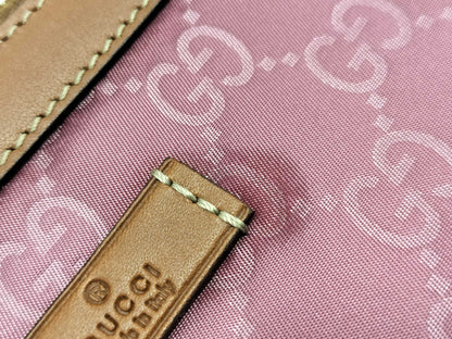 GUCCI GG Nylon Leather Pouch in Pink and Brown 