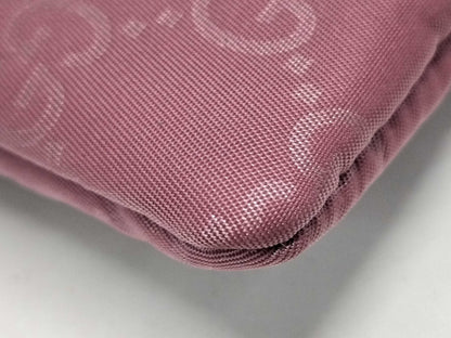 GUCCI GG Nylon Leather Pouch in Pink and Brown 