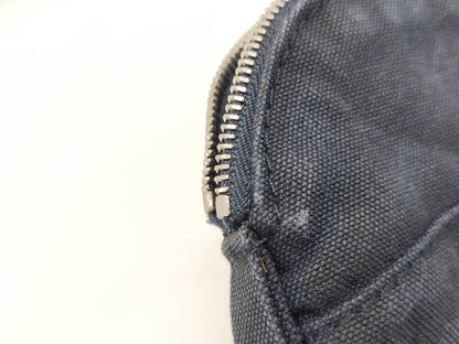 HERMES Bolide Pouch Mini Mini 15 Canvas Leather Navy Pouch