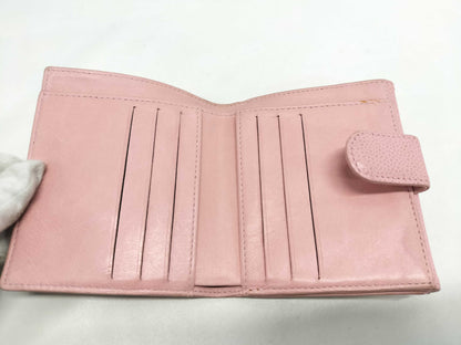 CHANEL Caviar Skin Coco Mark Double Hook Bifold Wallet Pink 9 Series Wallet