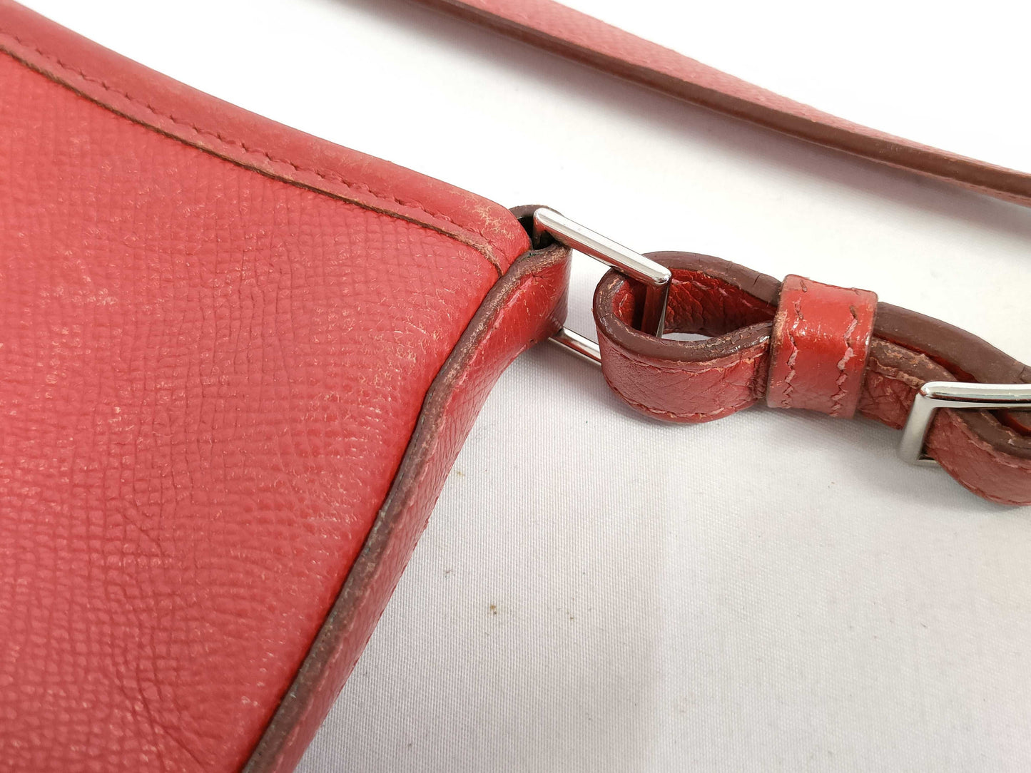 HERMES Berlingo PM Epson Rouge Bif Shoulder Bag with H Stamp