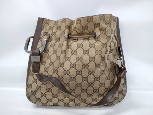 GUCCI One-Shoulder GG Canvas Drawcord Shoulder Bag