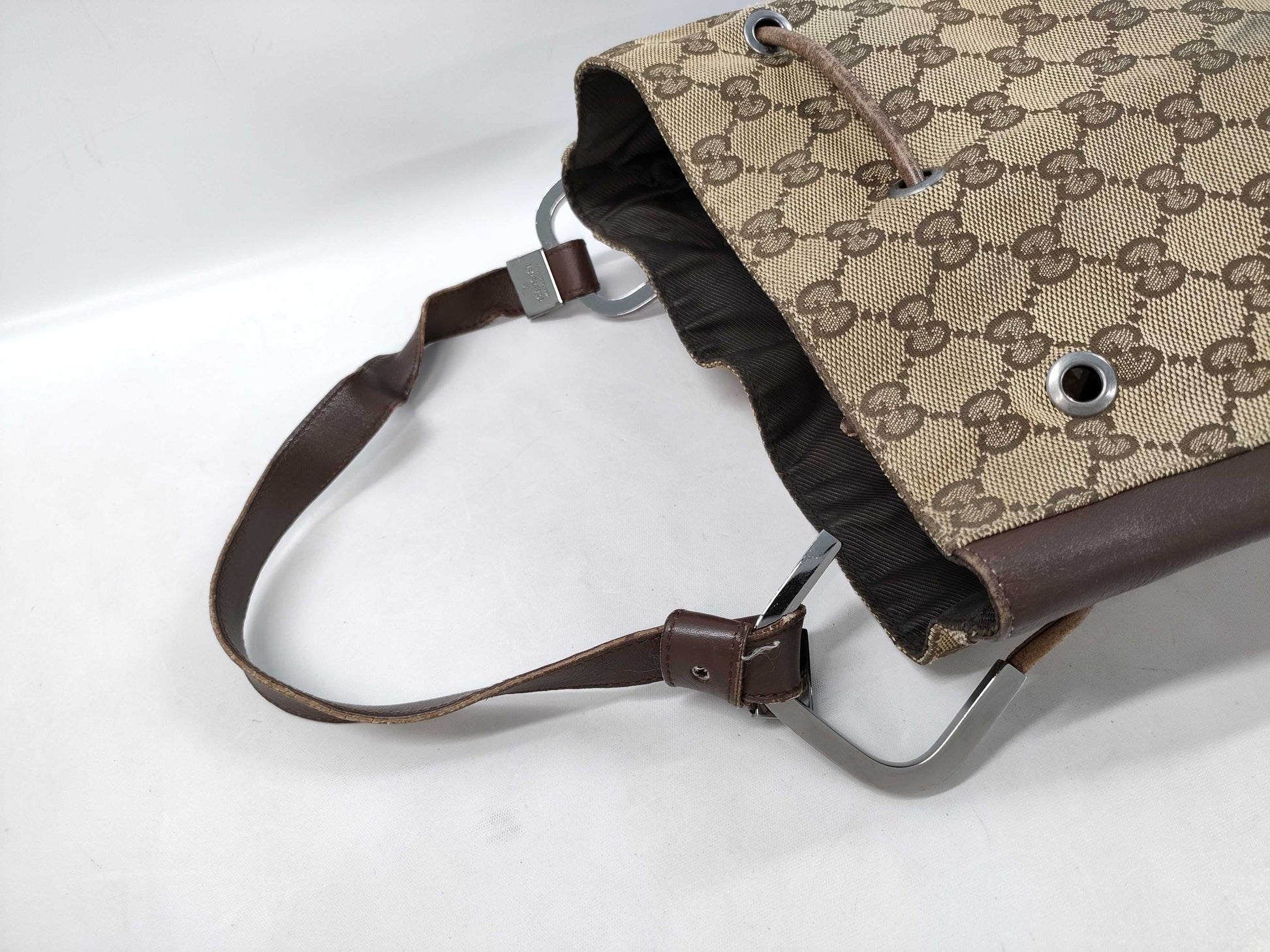GUCCI One-Shoulder GG Canvas Drawcord Shoulder Bag