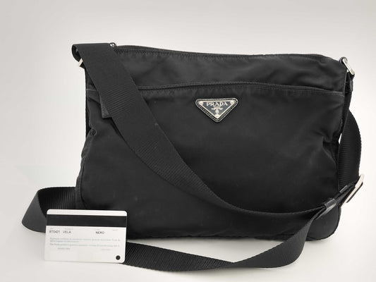 PRADA Prada Triangle Logo Black Shoulder Bag