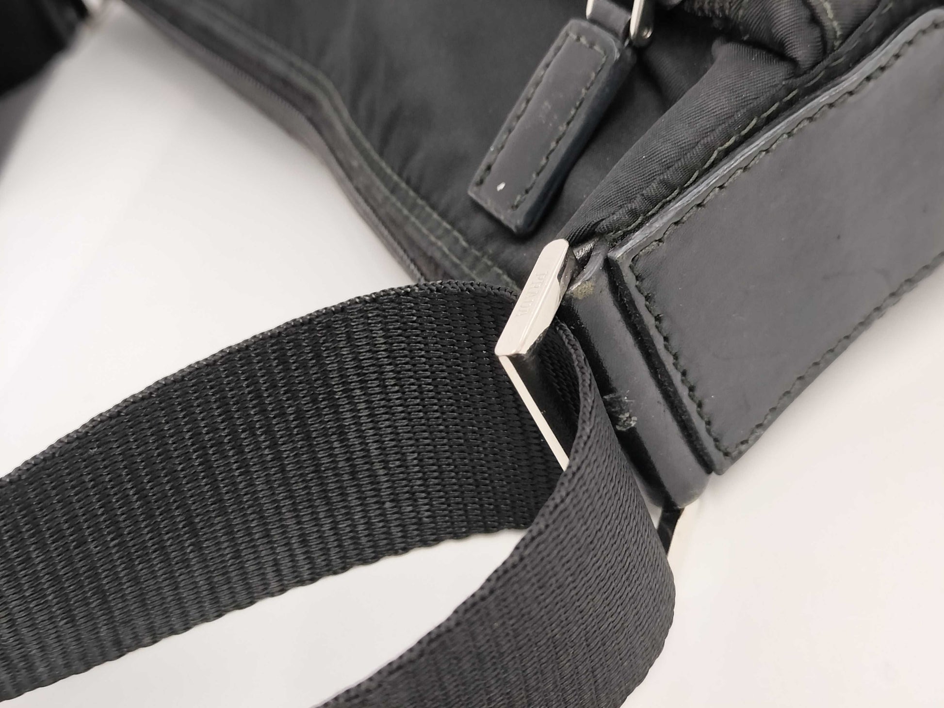 PRADA Prada Triangle Logo Black Shoulder Bag