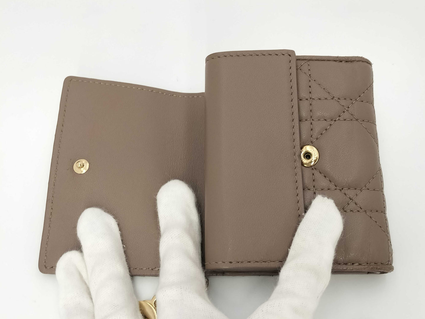 Dior Christian Dior Tri-fold Wallet Mini Wallet Cannage Charm Box Bag Wallet