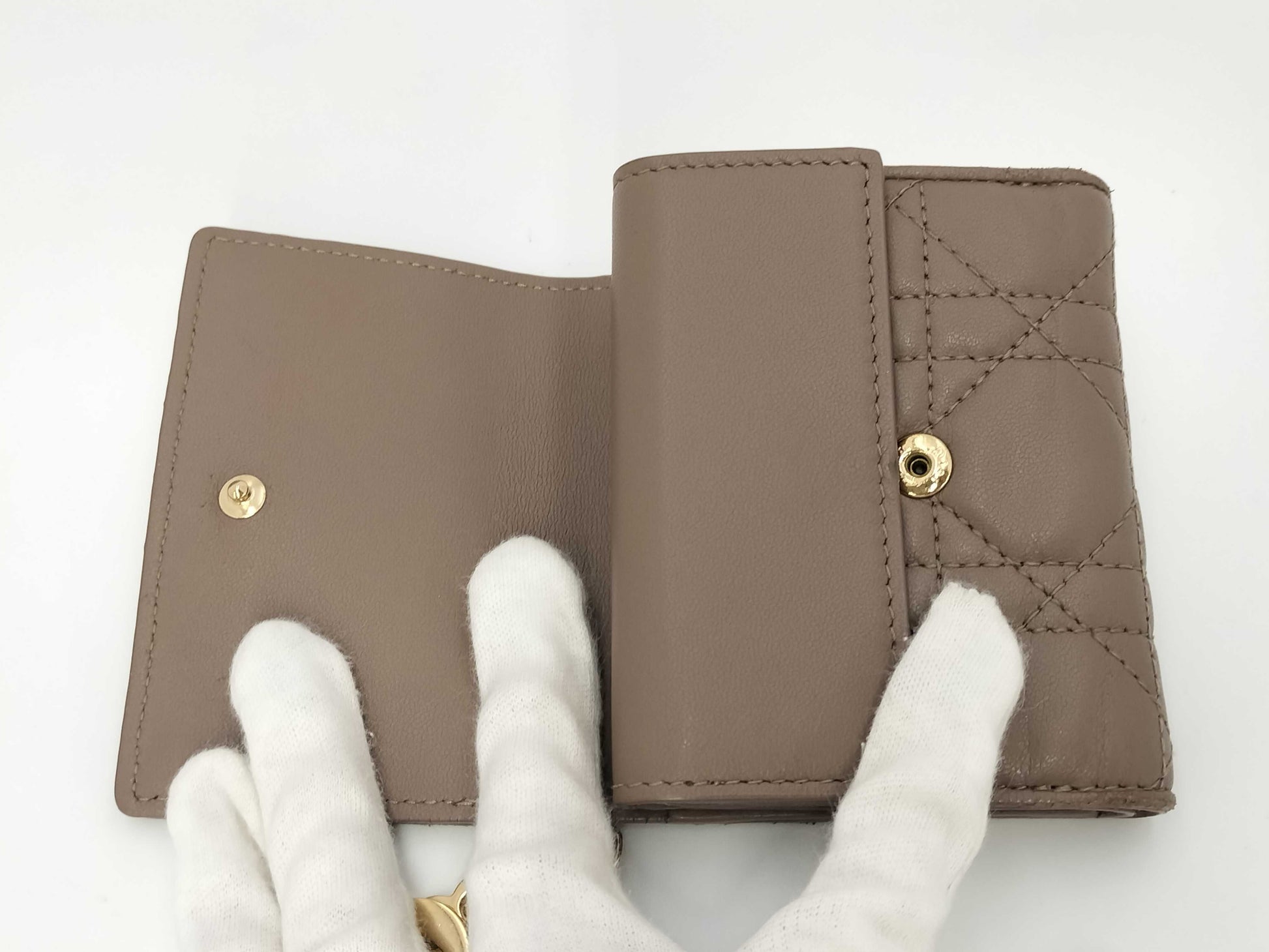 Dior Christian Dior Tri-fold Wallet Mini Wallet Cannage Charm Box Bag Wallet