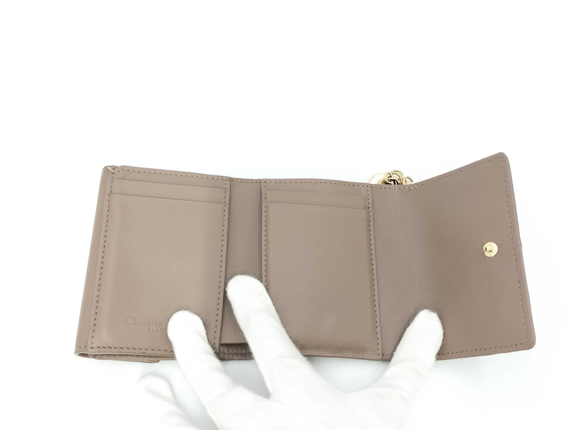 Dior Christian Dior Tri-fold Wallet Mini Wallet Cannage Charm Box Bag Wallet
