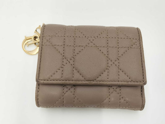 Dior Christian Dior Tri-fold Wallet Mini Wallet Cannage Charm Box Bag Wallet
