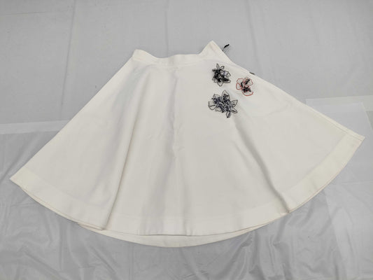 Dior Christian Dior Knee-Length Skirt with Embroidered Flowers, White, Size 38
