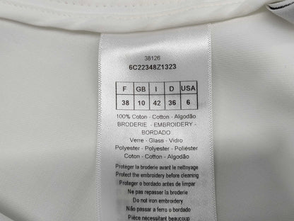 Dior Christian Dior Knee-Length Skirt with Embroidered Flowers, White, Size 38
