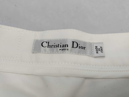 Dior Christian Dior Knee-Length Skirt with Embroidered Flowers, White, Size 38