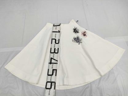 Dior Christian Dior Knee-Length Skirt with Embroidered Flowers, White, Size 38