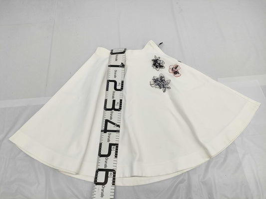 Dior Christian Dior Knee-Length Skirt with Embroidered Flowers, White, Size 38