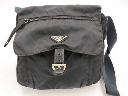 PRADA Prada Triangle Logo Black Shoulder Bag