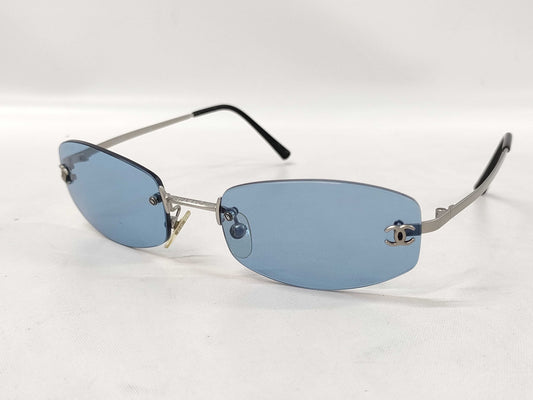  CHANEL Chanel Sunglasses Coco Mark Rimless Blue Case Sunglasses Eyeglasses