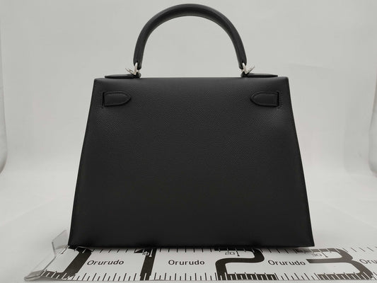HERMES Kelly 28 Epson Black B-stamped Handbag