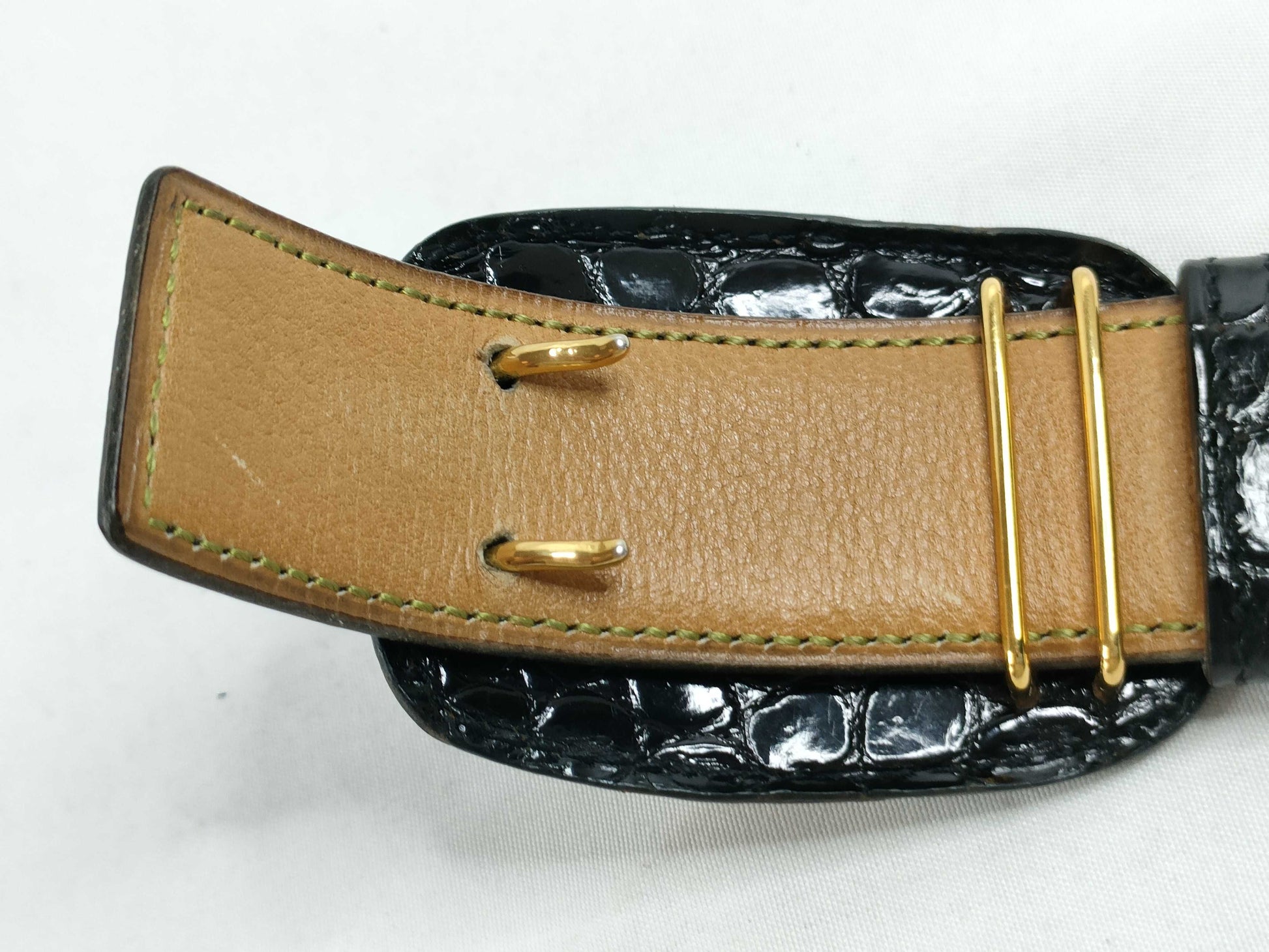 HERMES Niloticus Belt with Horse Harness Motif, Black, 〇G Belt