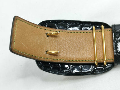 HERMES Niloticus Belt with Horse Harness Motif, Black, 〇G Belt
