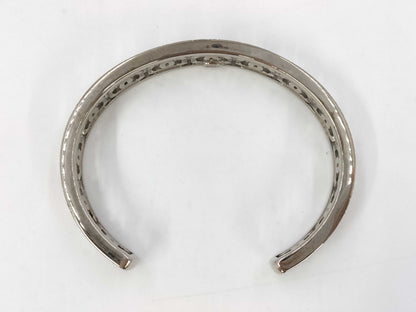 CHANEL Coco Mark Rhinestone Bangle Silver A22A Bracelet/Bangle
