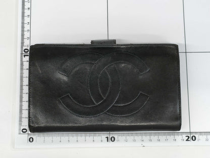 CHANEL Coco Mark Double Flap Long Wallet Black