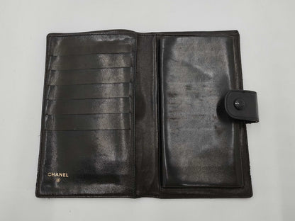 CHANEL Coco Mark Double Flap Long Wallet Black