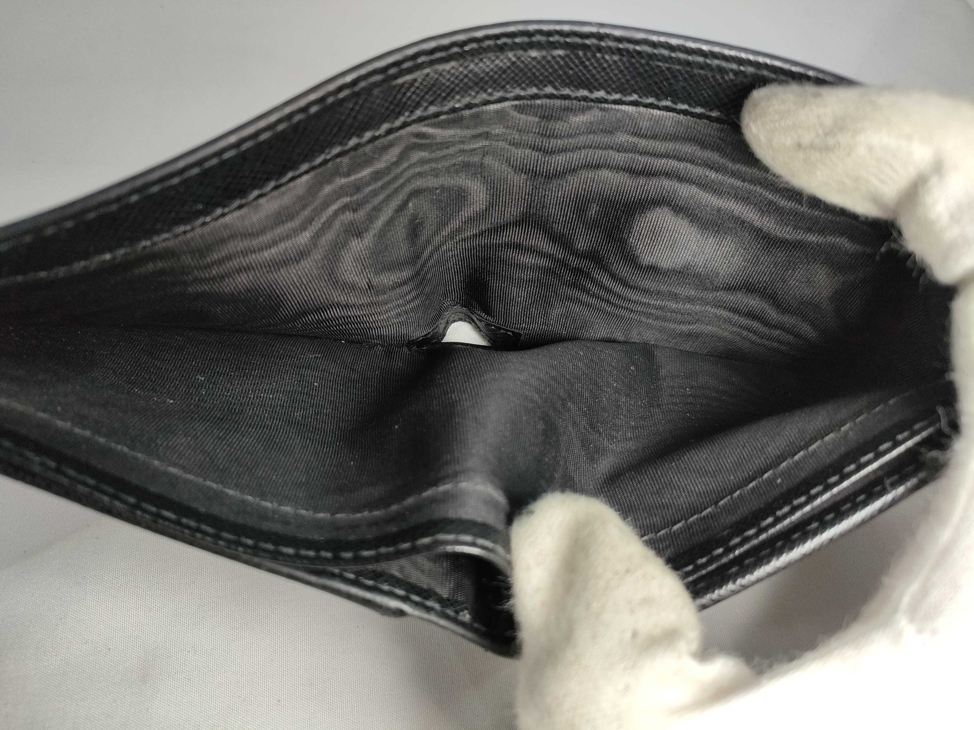 PRADA Saffiano Bi-fold Compact Wallet, Black