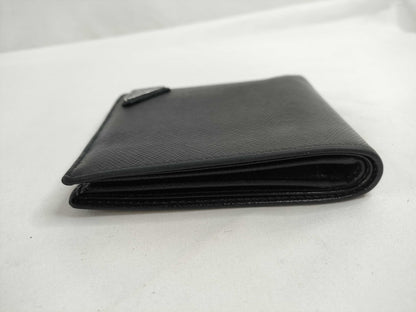 PRADA Saffiano Bi-fold Compact Wallet, Black