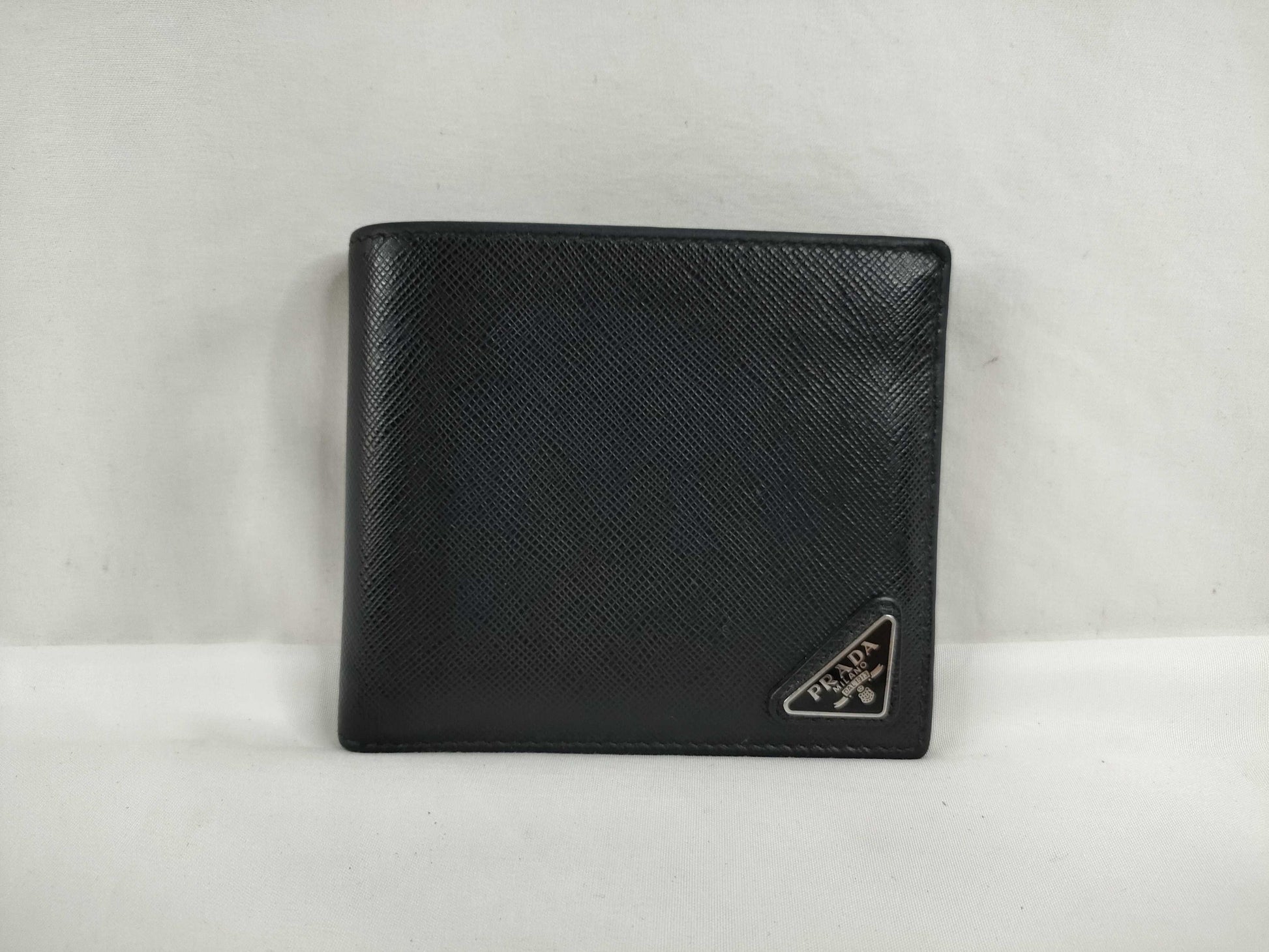 PRADA Saffiano Bi-fold Compact Wallet, Black