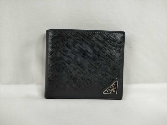 PRADA Saffiano Bi-fold Compact Wallet, Black