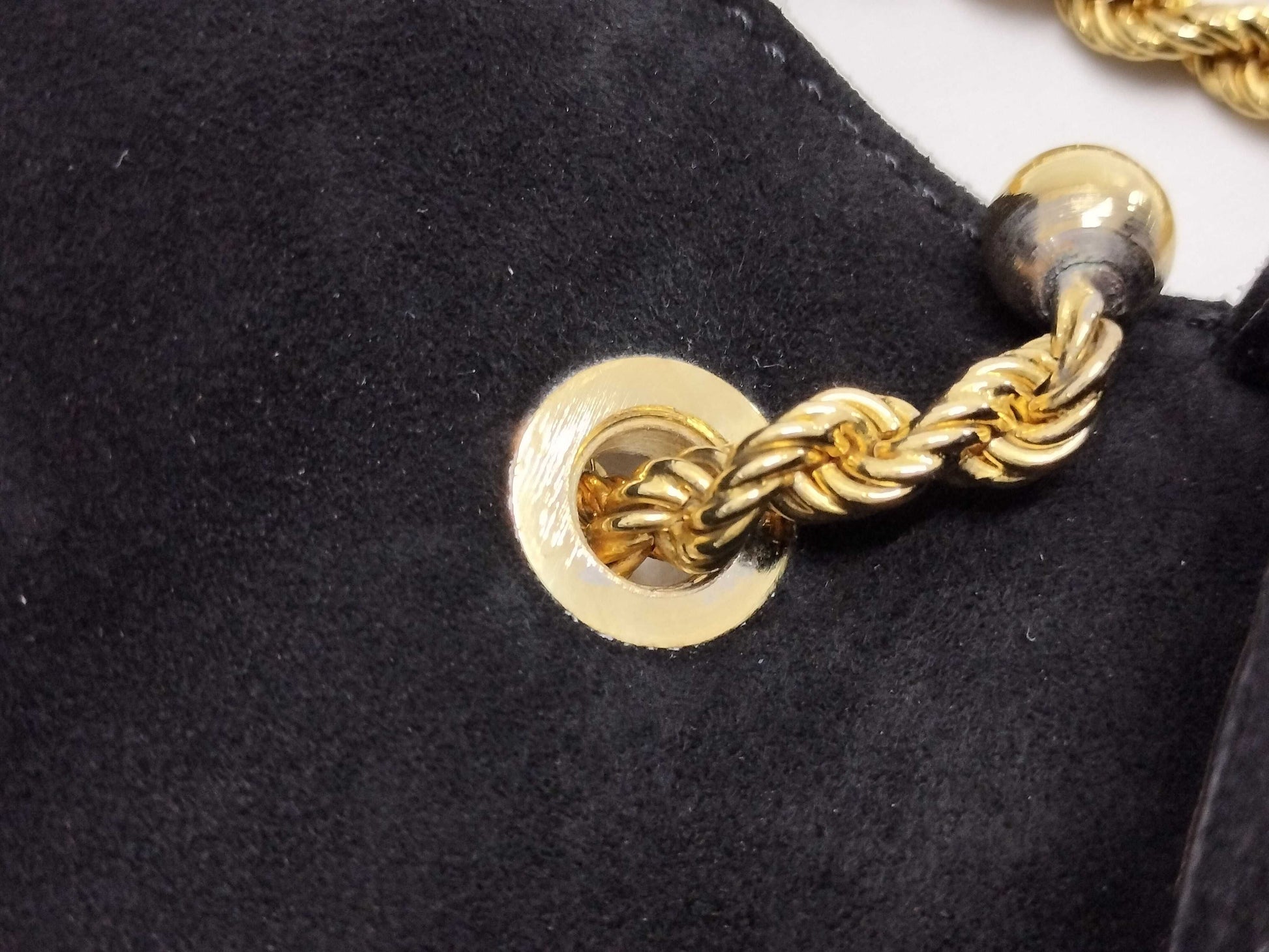 CELINE Suede Macadam Rhinestone Chain Shoulder Bag
