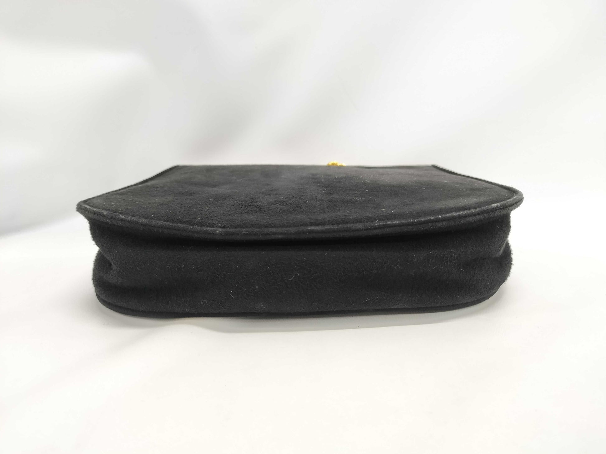 CELINE Suede Macadam Rhinestone Chain Shoulder Bag