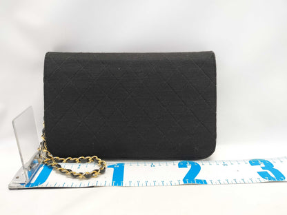 CHANEL Cotton Push Lock Black Shoulder Bag
