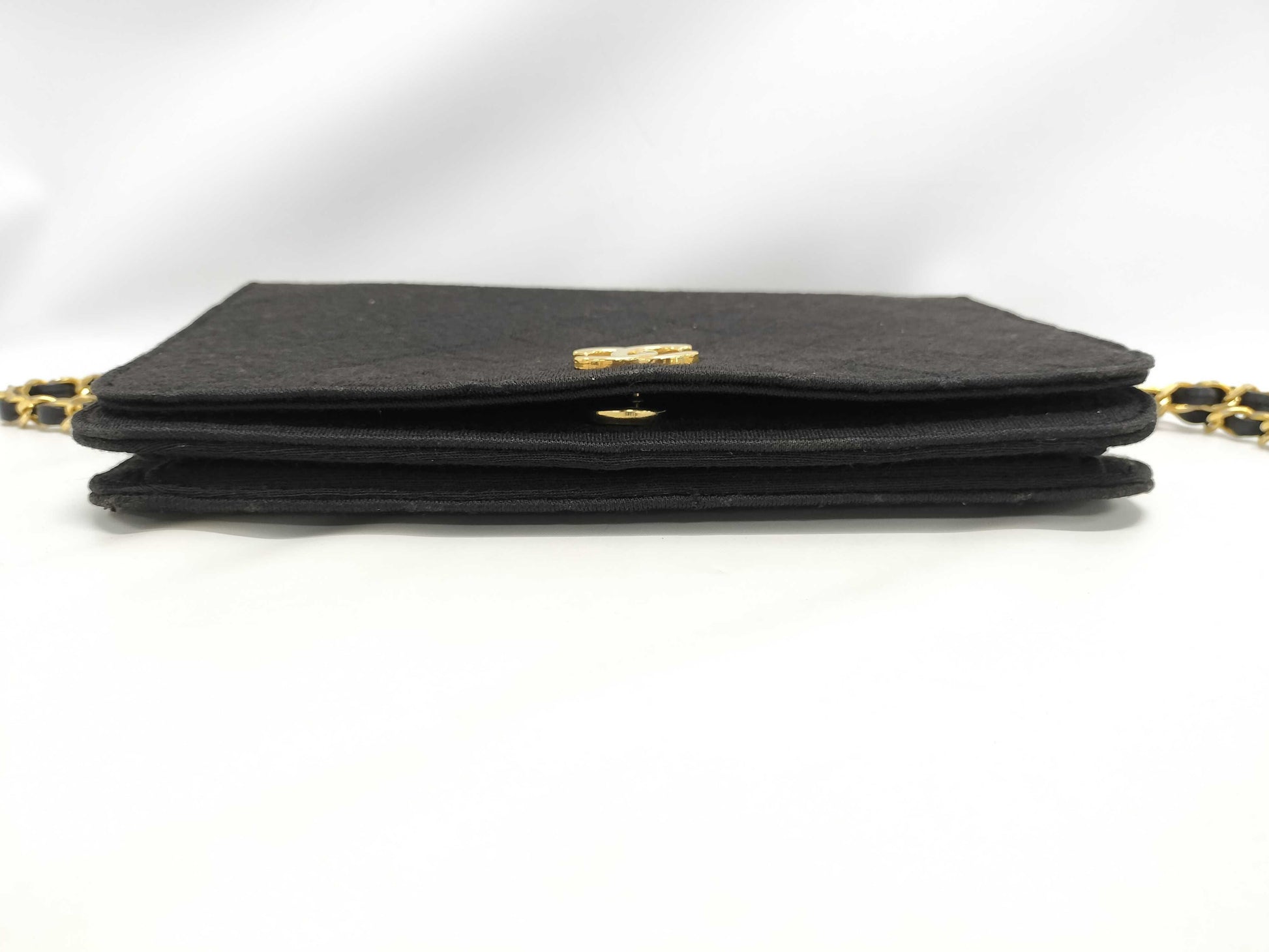 CHANEL Cotton Push Lock Black Shoulder Bag