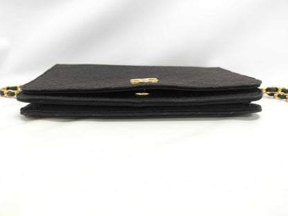 CHANEL Cotton Push Lock Black Shoulder Bag