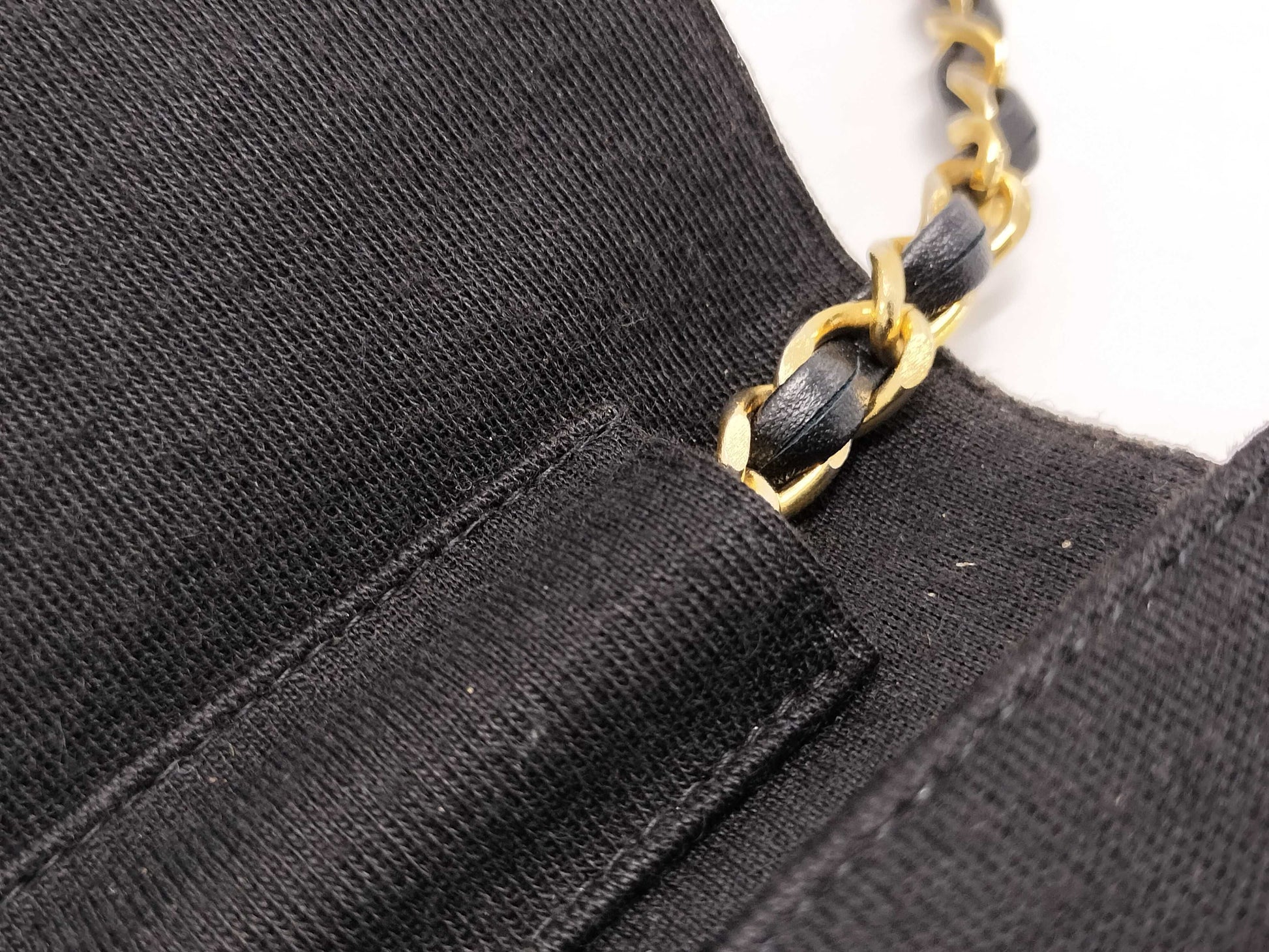 CHANEL Cotton Push Lock Black Shoulder Bag