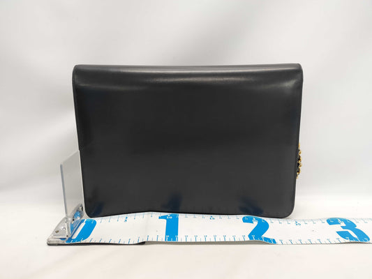 CHANEL Calfskin Push Lock Black Shoulder Bag