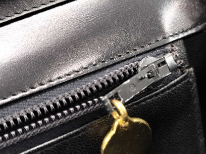 CHANEL Calfskin Push Lock Black Shoulder Bag
