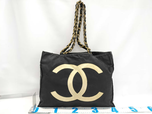 CHANEL Big Coco Mark Chain Black Tote Bag