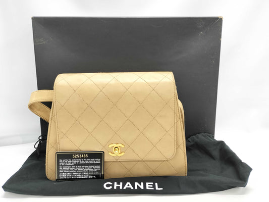 CHANEL Wild Stitch Beige Shoulder Bag
