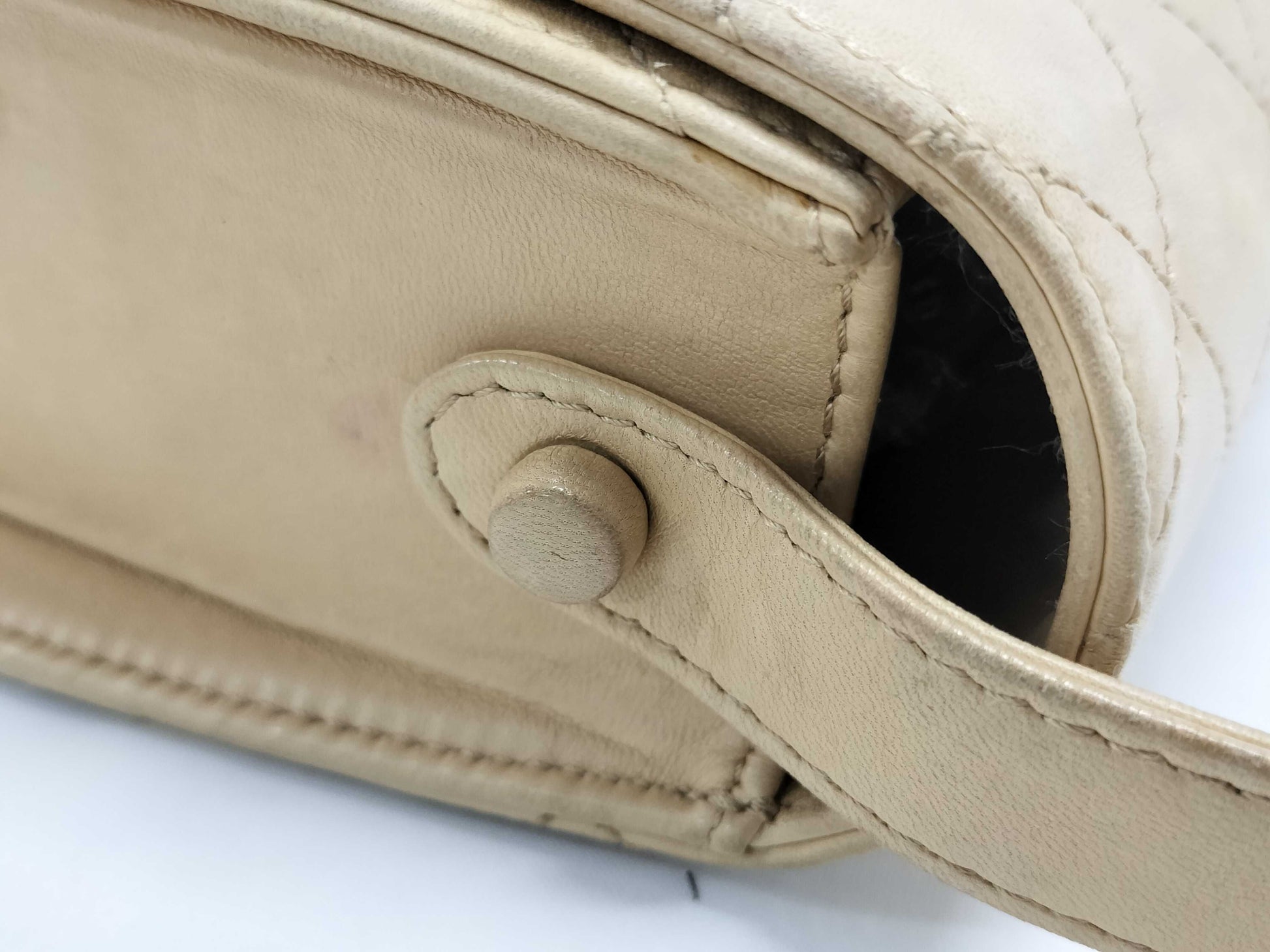 CHANEL Wild Stitch Beige Shoulder Bag