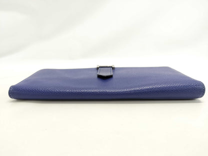 HERMES Bearn Soufflet Epson Blue Wallet
