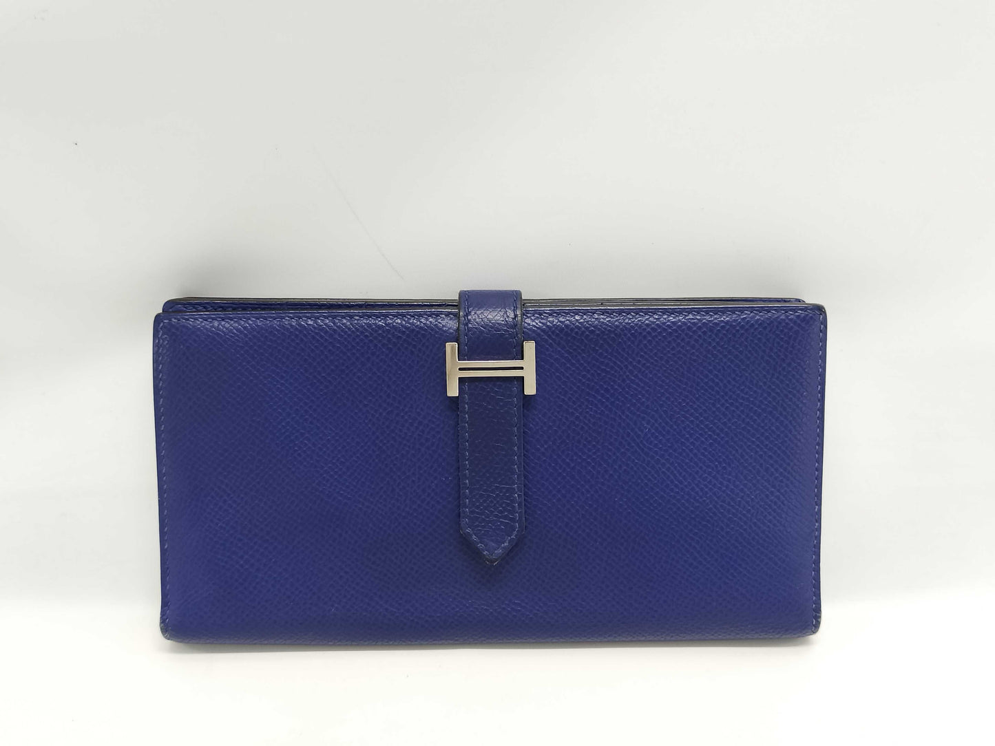 HERMES Bearn Soufflet Epson Blue Wallet
