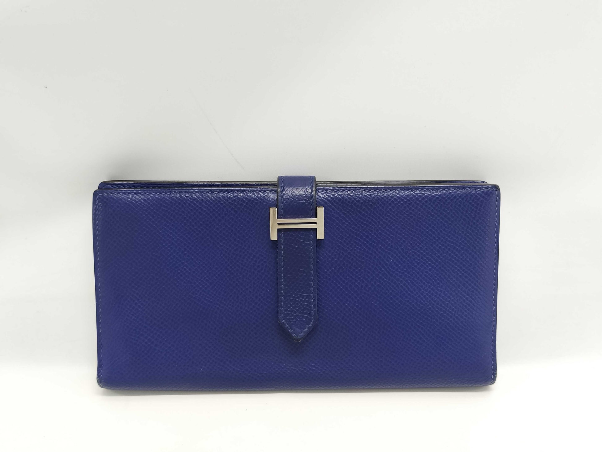 HERMES Bearn Soufflet Epson Blue Wallet
