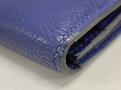 HERMES Bearn Soufflet Epson Blue Wallet