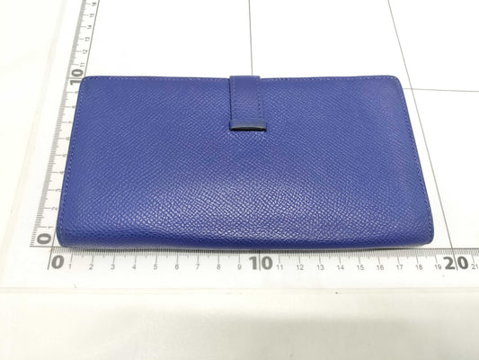 HERMES Bearn Soufflet Epson Blue Wallet