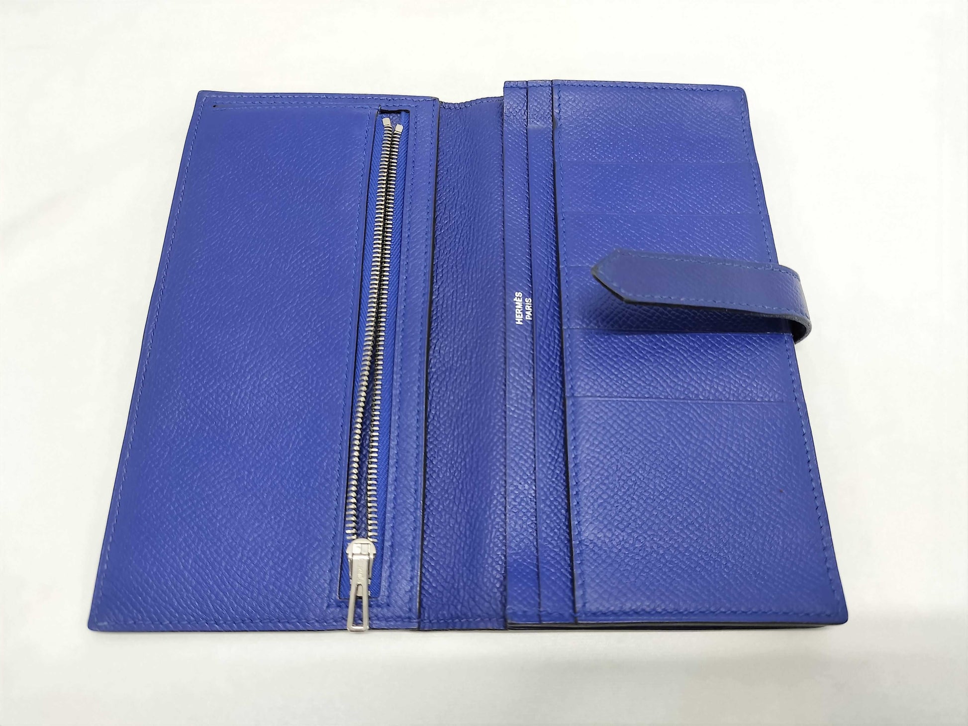 HERMES Bearn Soufflet Epson Blue Wallet