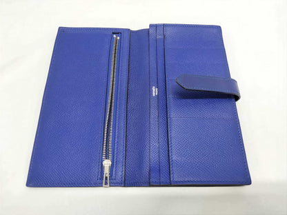 HERMES Bearn Soufflet Epson Blue Wallet